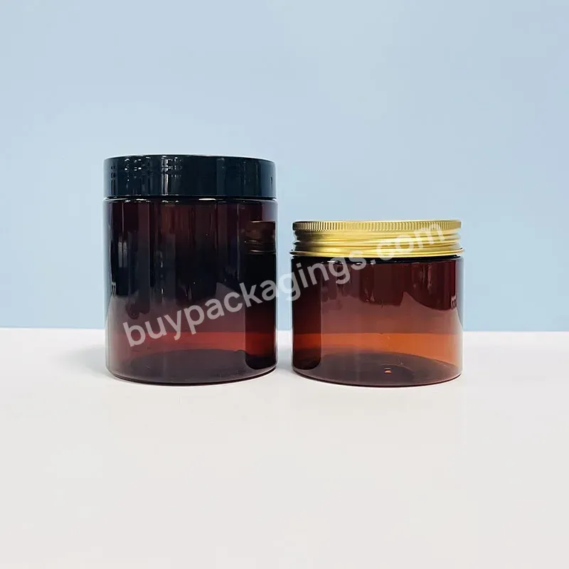 50ml 100ml 120ml 200ml 250ml 500ml Amber Clear Black Pet Plastic Can Containers Storage Jar With Transparent Lid