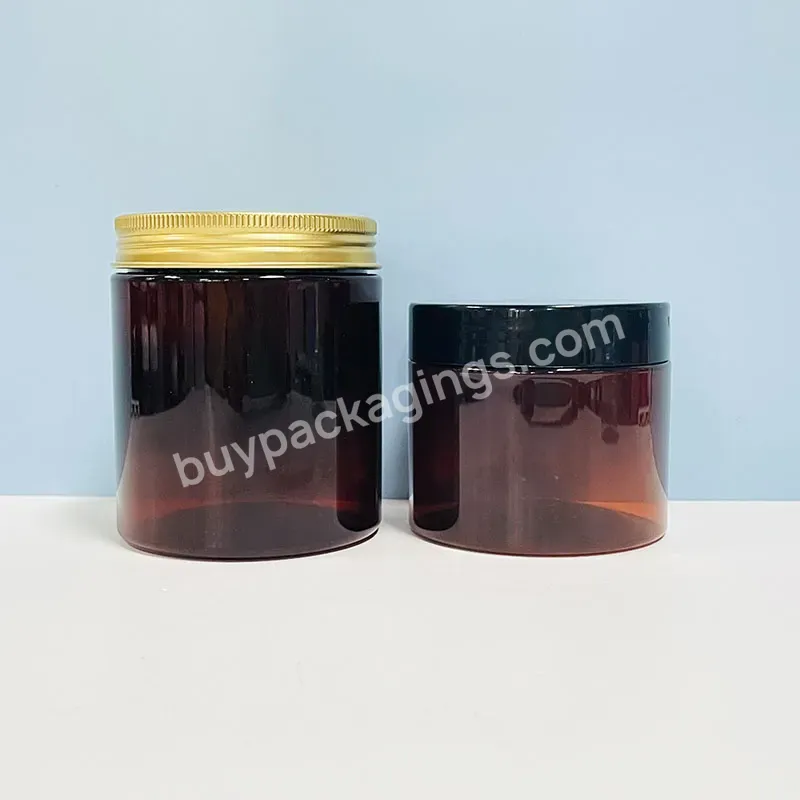 50ml 100ml 120ml 200ml 250ml 500ml Amber Pet Plastic Can Containers Storage Jar With Transparent Lid