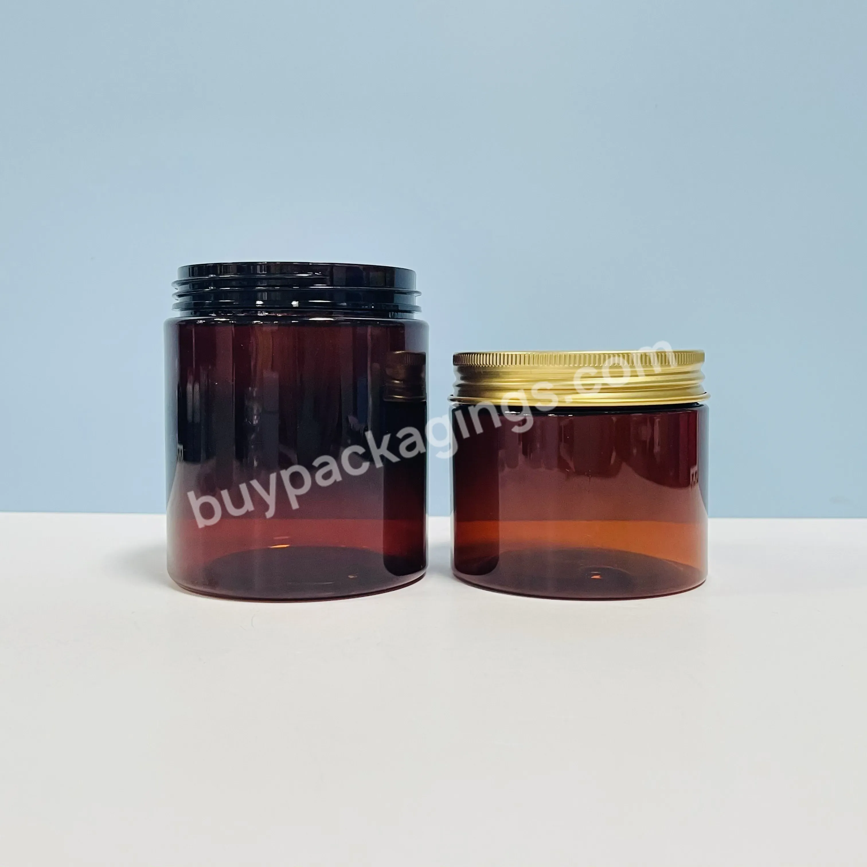 50ml 100ml 120ml 200ml 250ml 500ml Amber Pet Plastic Can Containers Storage Jar With Transparent Lid