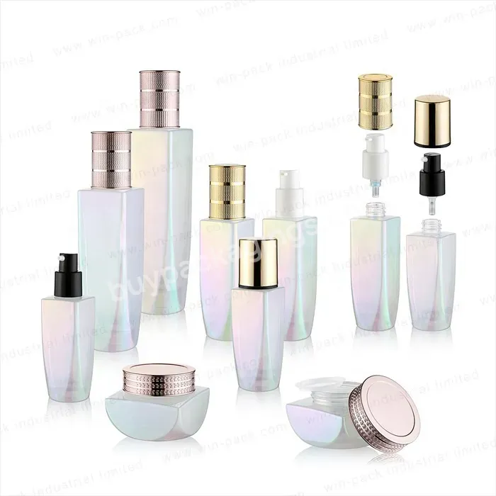 50ml 100ml 120ml Luxury Uv Shinny Glass Lotion Bottles With Pump Wholesale For Cosmetic Packaging