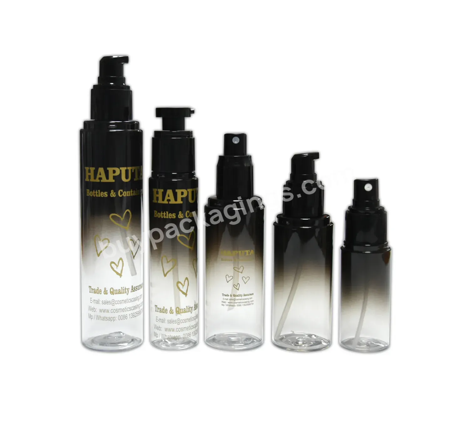 50ml 100ml 150ml 200ml Factory Price Unique Gradient Black Pet Lotion Bottle With Pump Body Cream Container