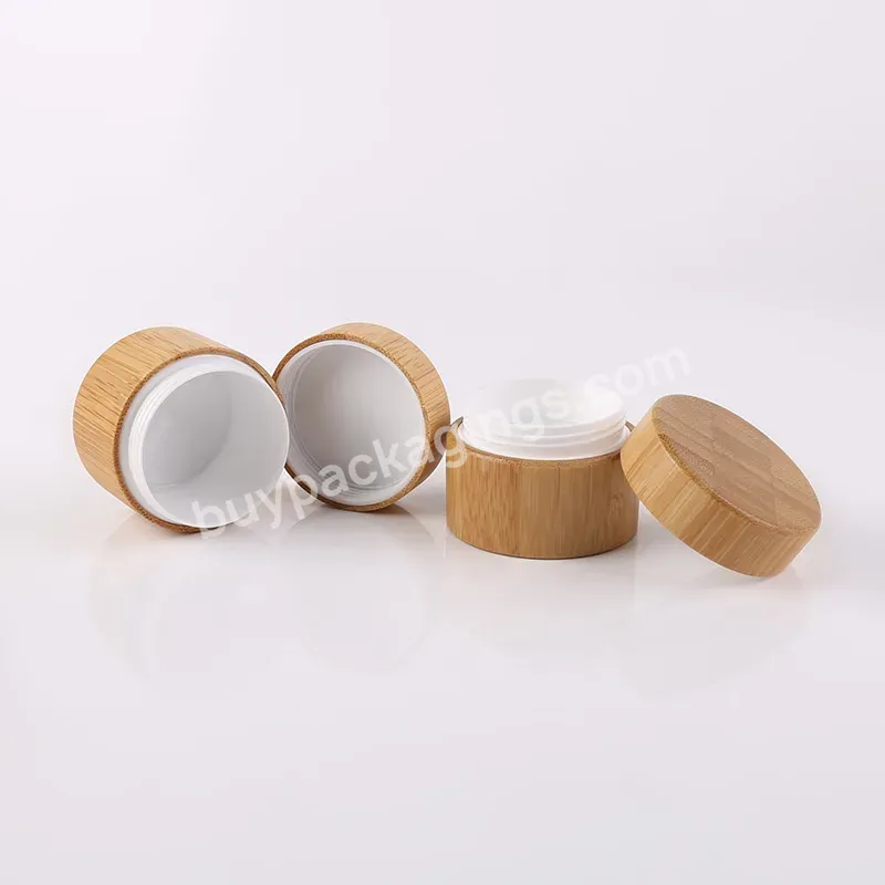 50ml 100ml 150ml White Bamboo Round Pet Plastic Cosmetic Jar Screw Cap With Inner Lid