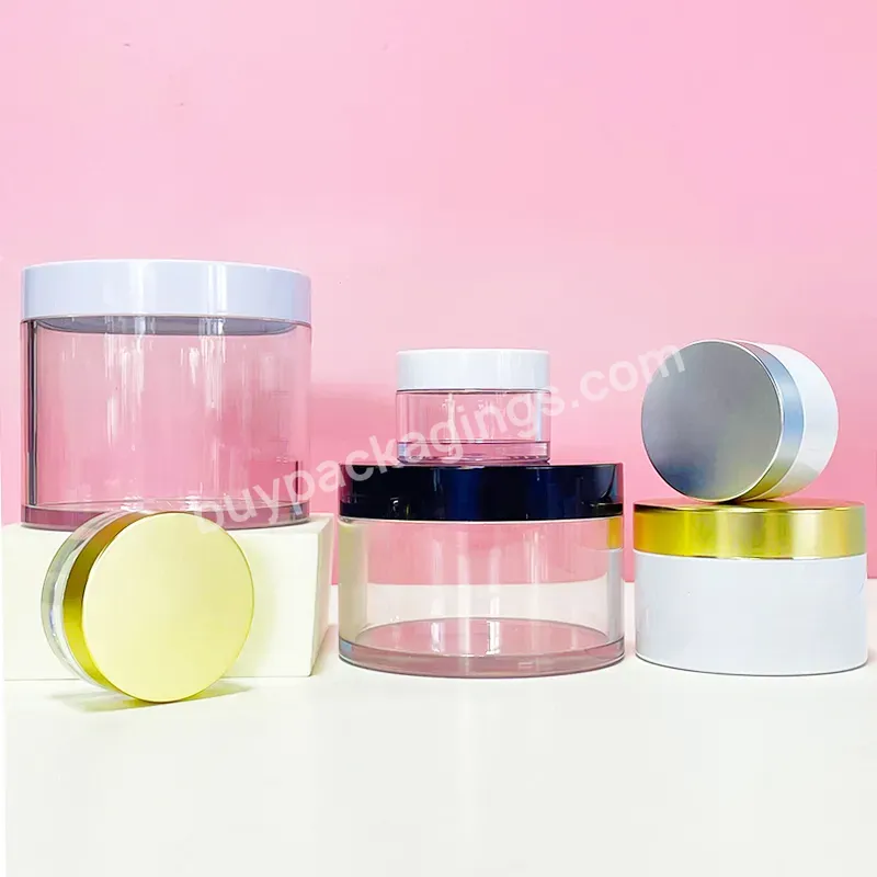 50ml 100ml 200ml 300ml Face Scrub Packaging Clear Pet Round Wide Mouth Low Profile Plastic Cosmetic Body Butter Jars With Lid - Buy Low Profile Clear Pet Jar,Low Profile 4oz Brown Amber Pet Plastic Jars 100ml 120ml 6oz 8oz Wide Mouth Body Butter Crea