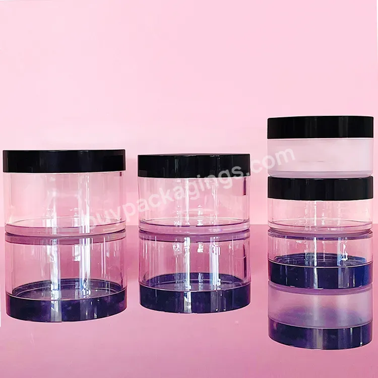50ml 100ml 200ml 300ml Face Scrub Packaging Clear Pet Round Wide Mouth Low Profile Plastic Cosmetic Body Butter Jars With Lid