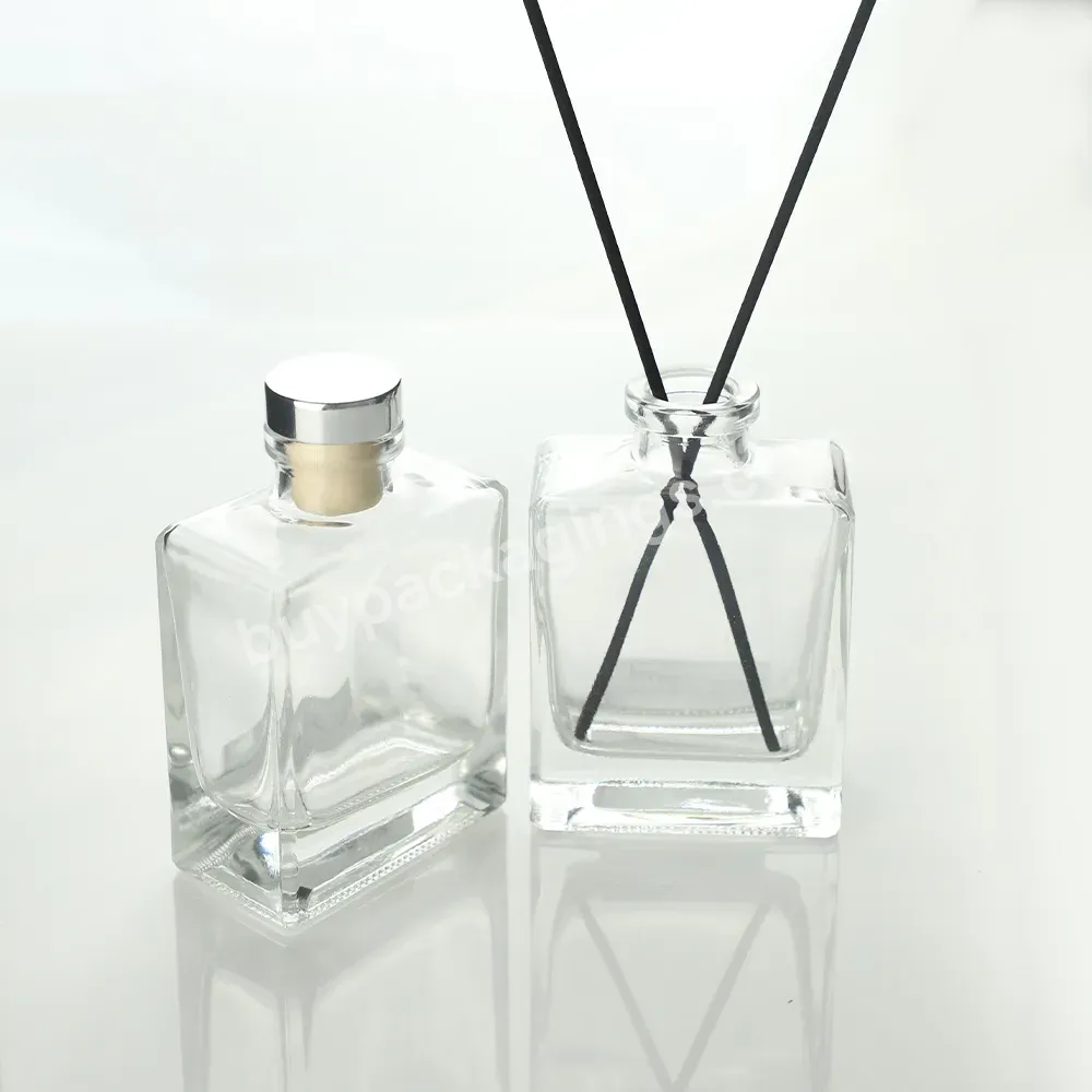 50ml 100ml Air Freshener Aroma Oil Perfume Home Fragrance Empty Flat Square Transparent Room Glass Reed Diffuser Bottles