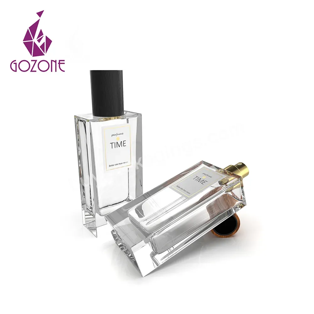 50ml 100ml Screen Printing Thick Bottom Clear Square Empty Rectangular Perfume Glass Bottles