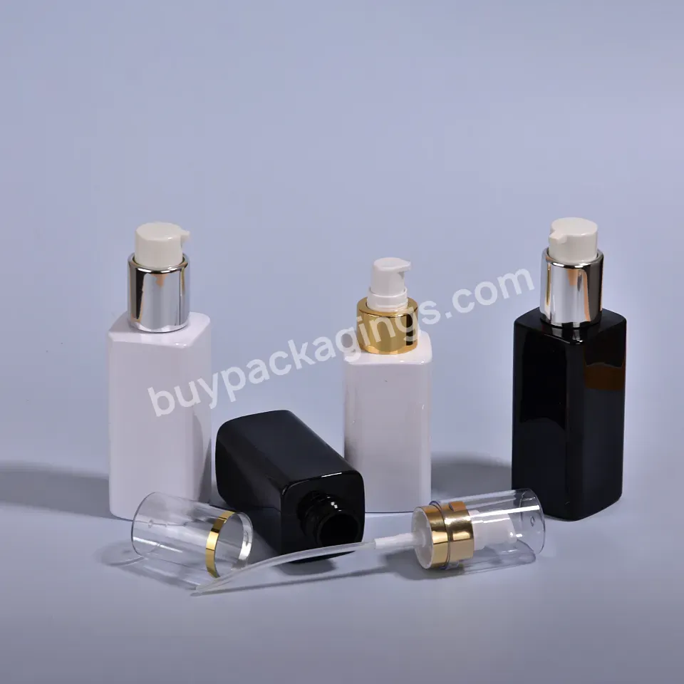 50ml 100ml Square White Black Small Mini Pet Bottle Lotion Pump Plastic Skin Care Packaging Dispenser Bottle