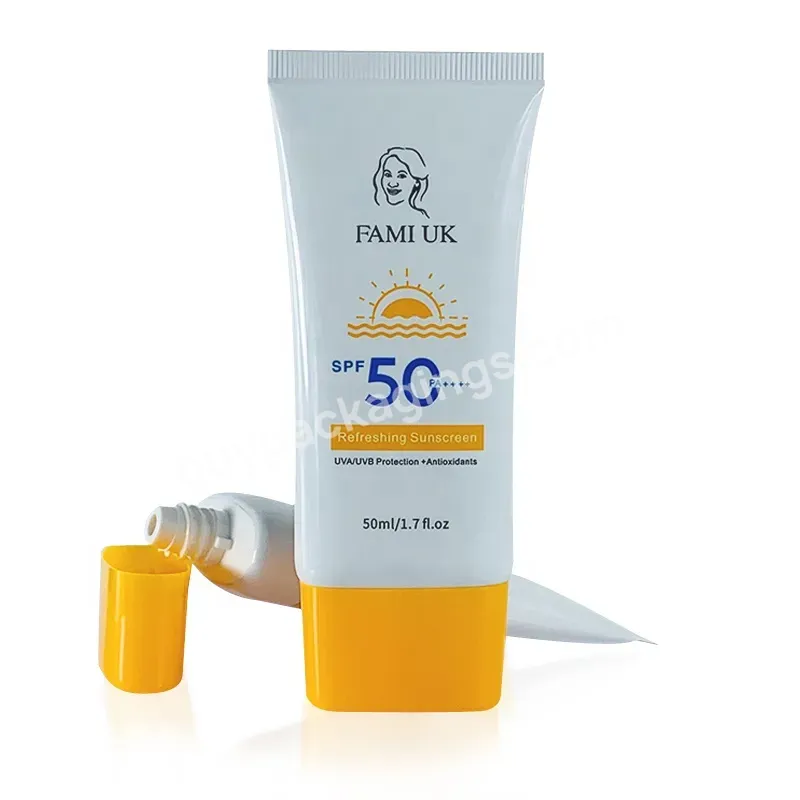 50ml 1.7 Fl Oz White Flat Oval Pe Evoh Plastic Foundation Squeeze Tube Sunscreen Tube Packaging Soft Tube Bottle