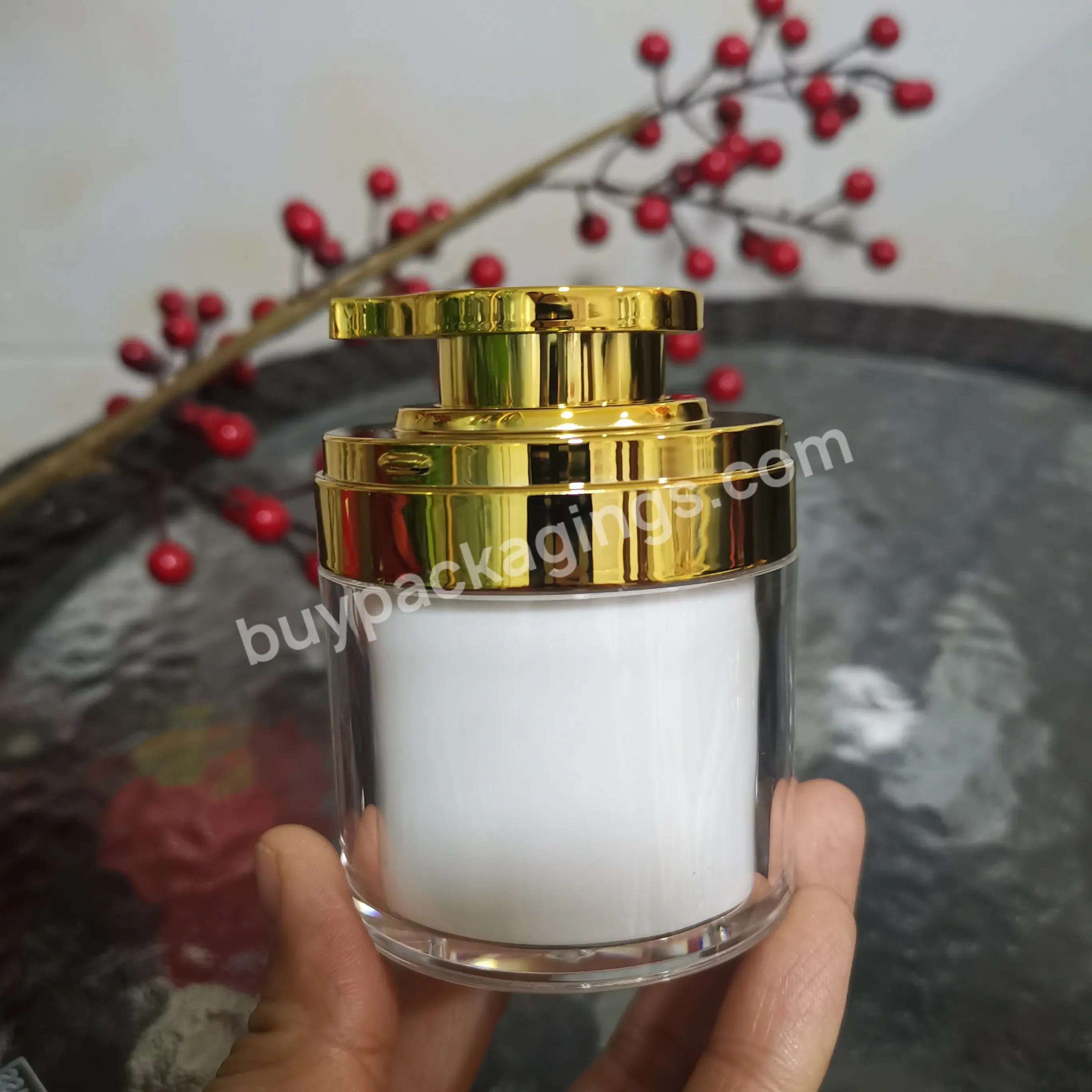 50ml 1.7oz Unique And Luxury Acrylic Double Airless Jar For Packaging Cosmetic Skincare