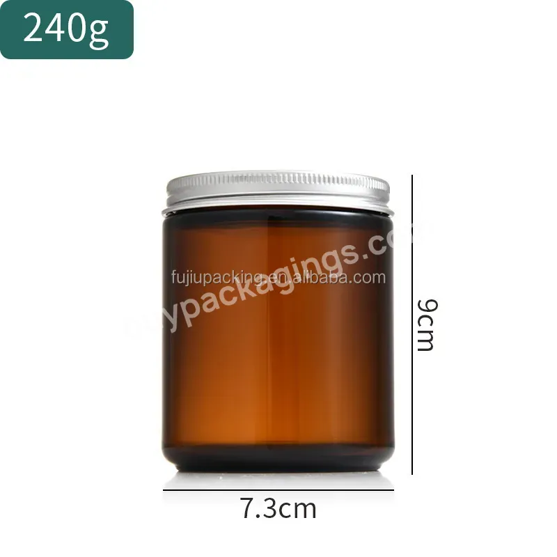 50ml 60ml 100ml 120ml 4oz Empty Cosmetic Cream Amber Glass Jar With Aluminum Metal Lid - Buy Empty Cosmetic Cream Round Glass Jar,Glass Jar With Aluminum Metal Lid,8oz Empty Round Candle Glass Jar.