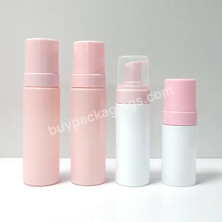 50ml 60ml 100ml 2oz Cosmetics Packaging Pink White Nude Foaming Lash Cleanser Plastic Foam Pump Bottle With Gold Pump Caps