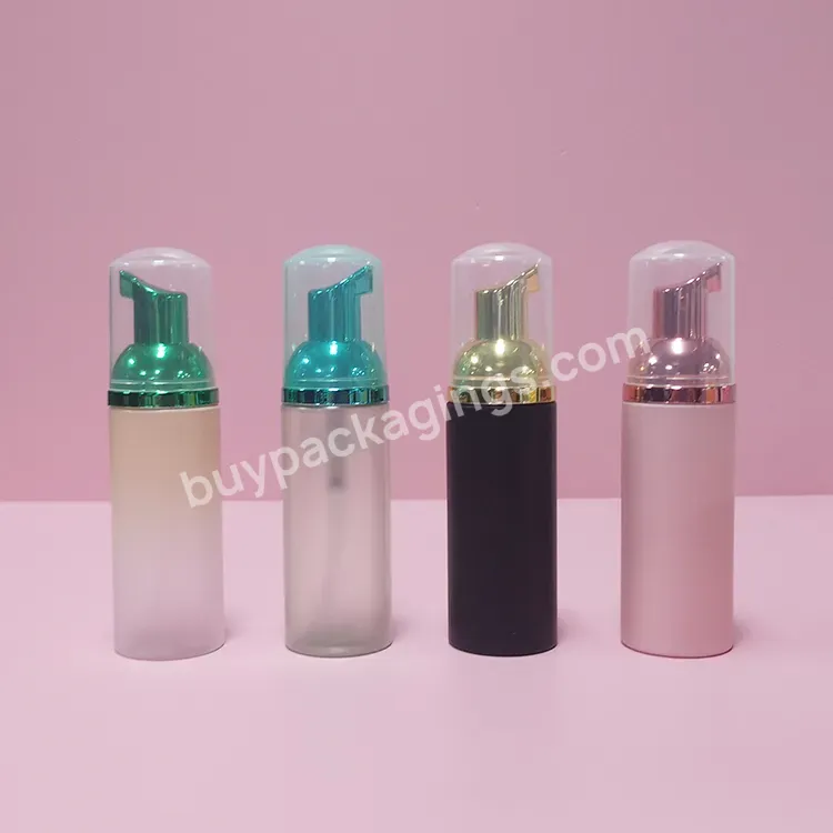 50ml 60ml 100ml 2oz Cosmetics Packaging Pink White Nude Foaming Lash Cleanser Plastic Foam Pump Bottle With Gold Pump Caps