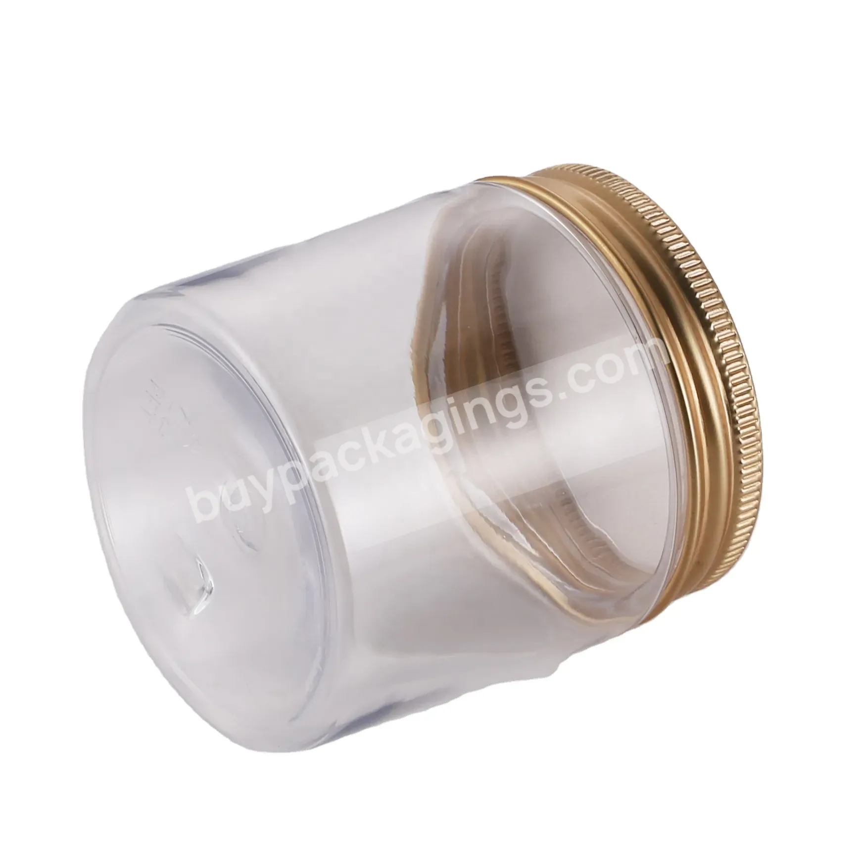 50ml 60ml 80ml 100ml 120ml Transparent Plastic Pet Storage Container Jar With Gold Aluminum Cap Lid