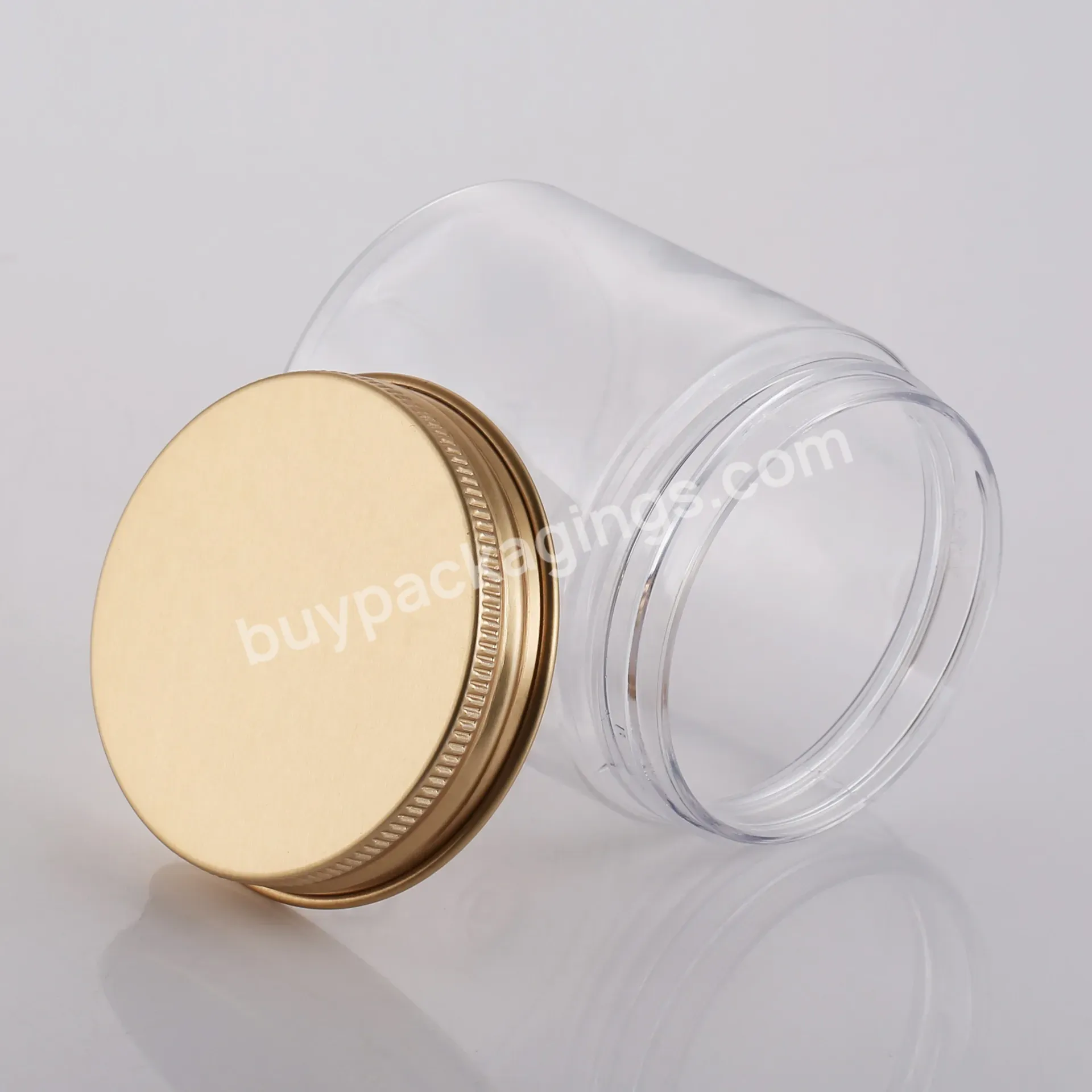 50ml 60ml 80ml 100ml 120ml Transparent Plastic Pet Storage Container Jar With Gold Aluminum Cap Lid