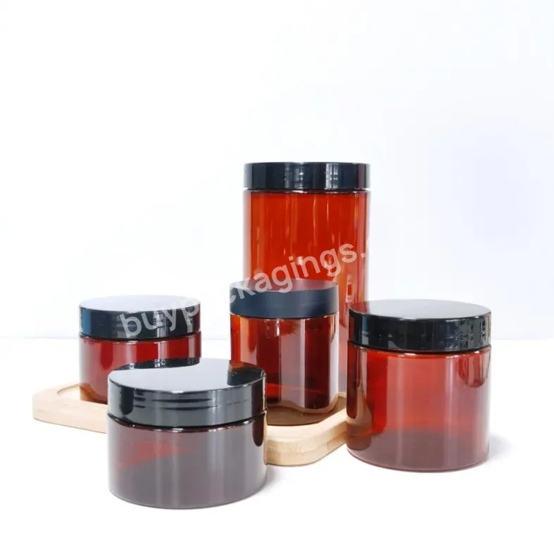 50ml 60ml 80ml 100ml 150ml Containers Pet Plastic Food Storage Clear Amber Cookie Round Jar With Lid For Candy Packaging