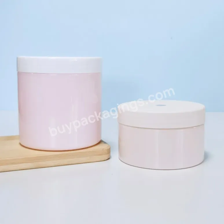 50ml 60ml 80ml 100ml 200ml 250ml Pet Pink Cosmetic Cream Jars Plastic Scrub Container With Pink Cap