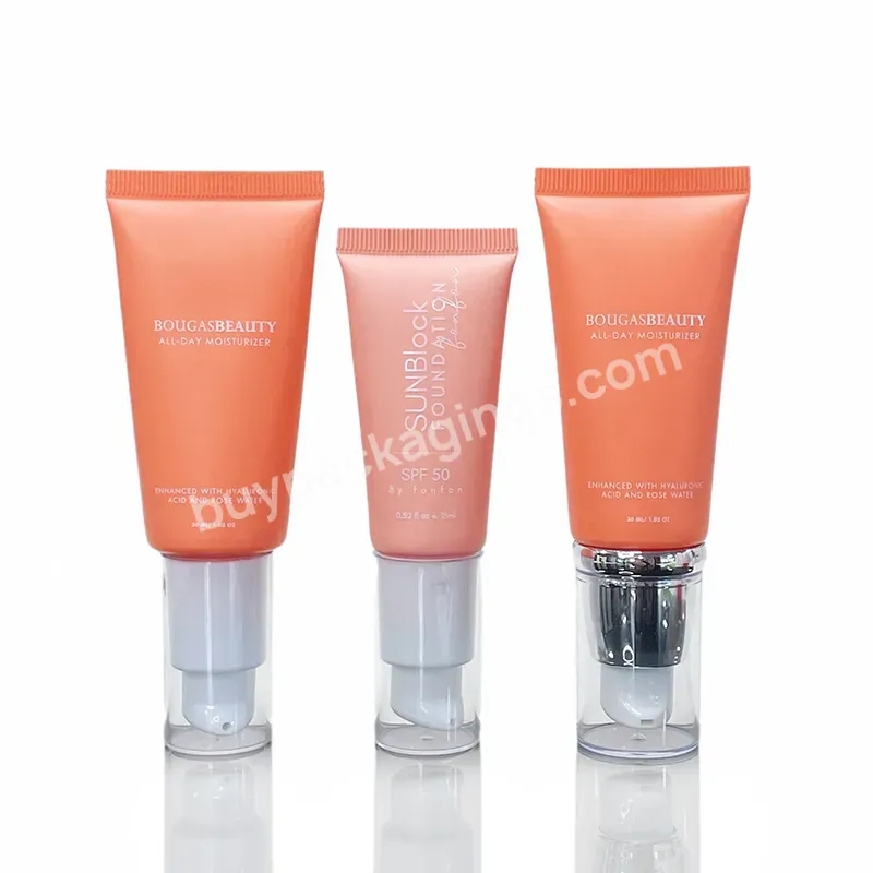 50ml Airless Pump Tube Vacuum Sunscreen Cream Liquid Foundation Soft Tube With White Airless Pump Head