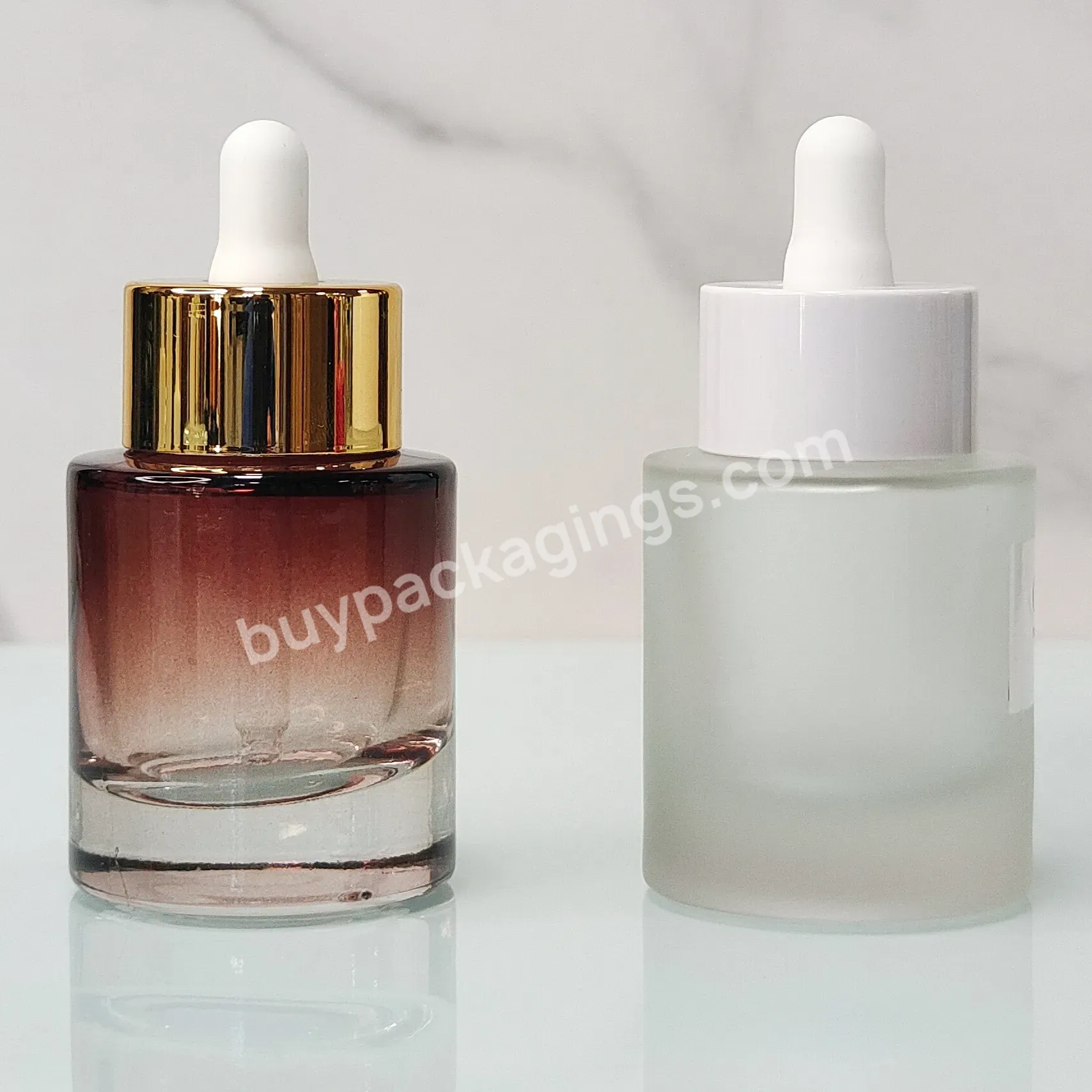 50ml Flat Shoulder Face Serum Oil Container 1oz Thick Bottom Provides Stickers Round 30ml Dropper Bottle