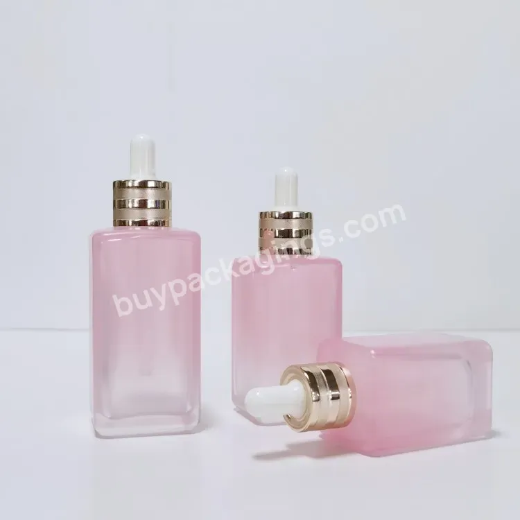 50ml Flat Shoulder Round Shape Luxury Skincare Serum Essential Oil Clear Glass Thick Bottom Dropper Bottle