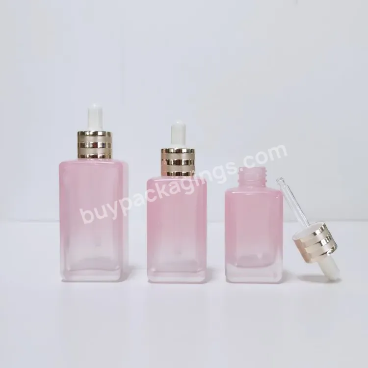 50ml Flat Shoulder Round Shape Luxury Skincare Serum Essential Oil Clear Glass Thick Bottom Dropper Bottle