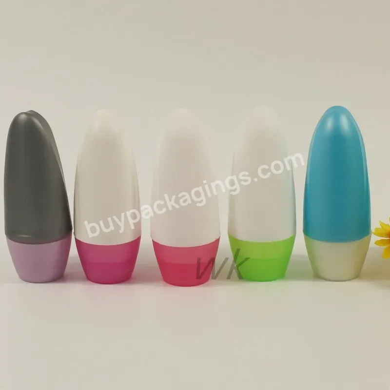 50ml Hdpe White Essential Oil Roller Bottle Empty Deodorant Container Plastic Roll On Bottles With Cover