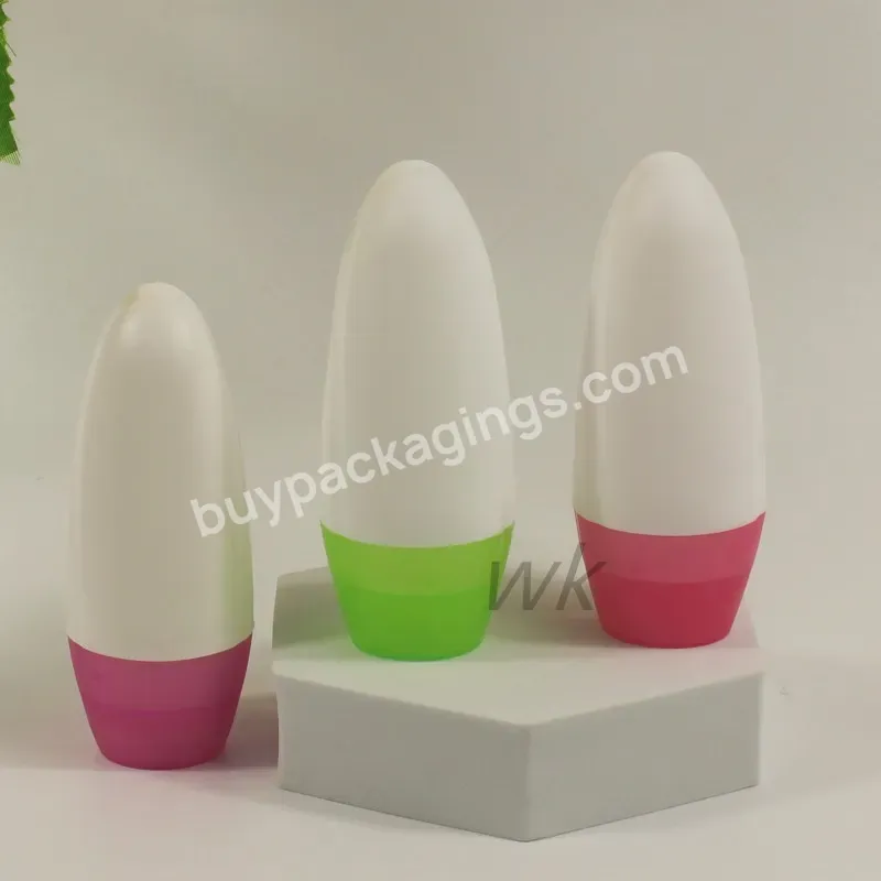50ml Hdpe White Essential Oil Roller Bottle Empty Deodorant Container Plastic Roll On Bottles With Cover