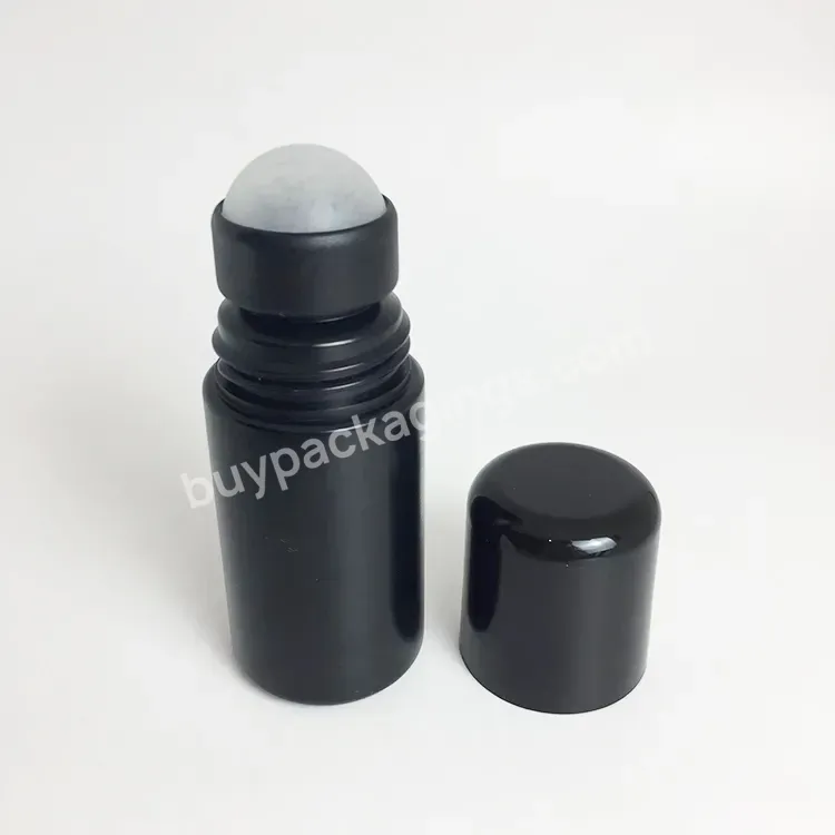 50ml Plastic Black Matte Roll On Deodorant Container