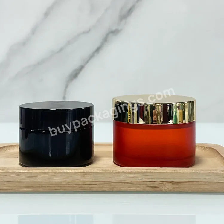 50ml Red Frosted Glass Jar Face Cream Package Empty Cosmetic Container Wide Mouth Glass Cream Jars 50 Ml Cosmetic Jar - Buy 50ml Black Glass Jar,Face Cream Jar,Wide Mouth Glass Cream Jar.