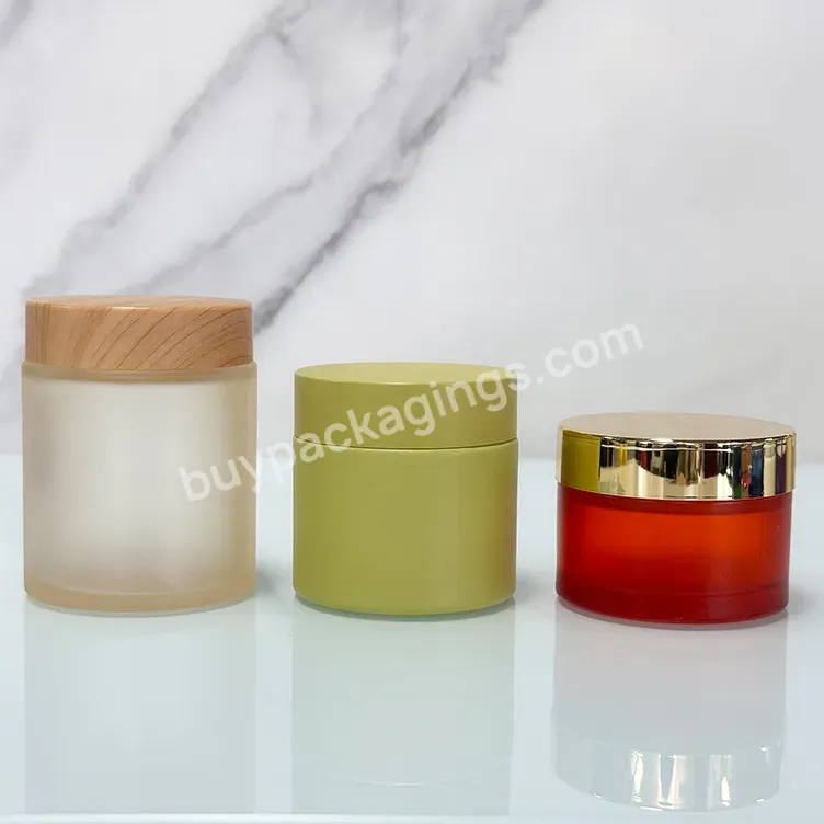 50ml Red Frosted Glass Jar Face Cream Package Empty Cosmetic Container Wide Mouth Glass Cream Jars 50 Ml Cosmetic Jar