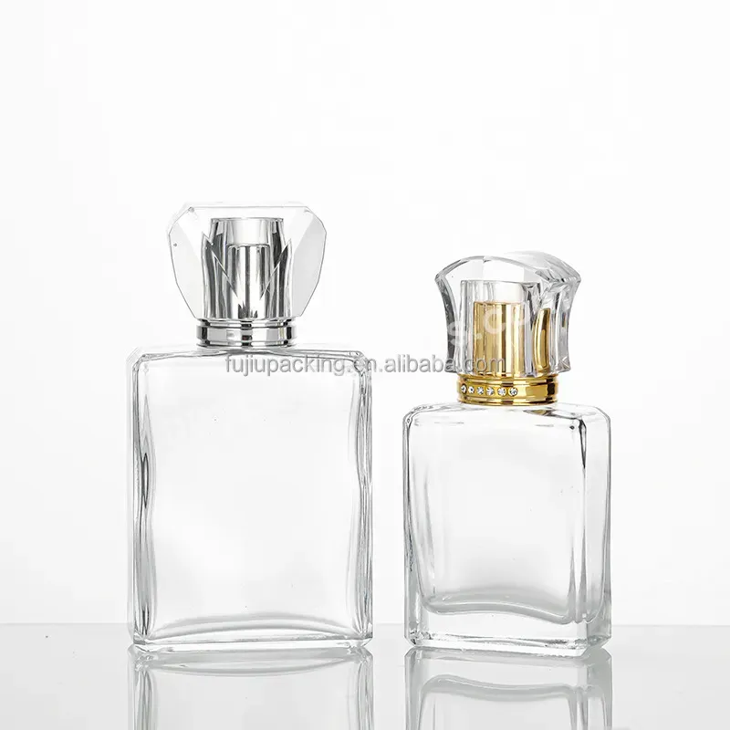 50ml Square Flat Glass Transparent Black Spray Perfume Bottle