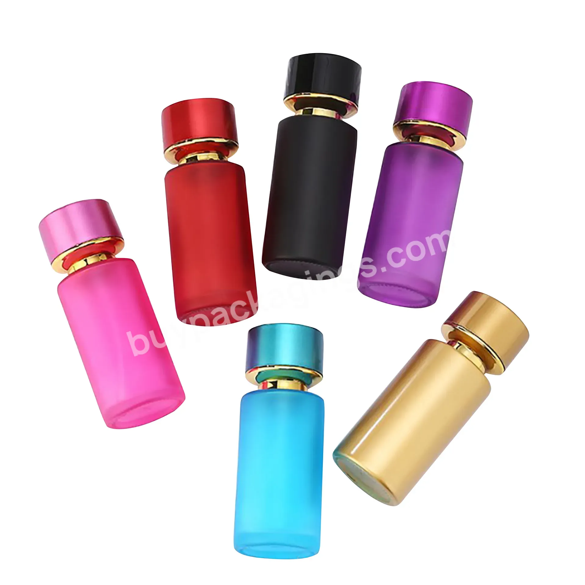 50ml Stock Cylinder Matte Pink Gold Glass Perfume Bottle Mixed 6 Colors Screw Spray Parfum Bottle With Round Cap