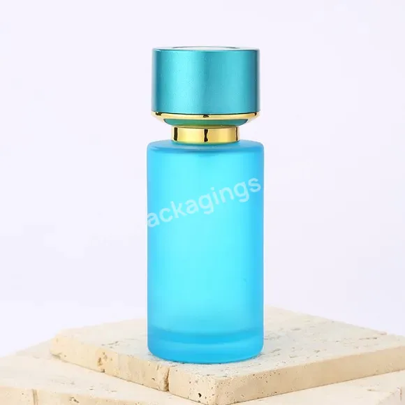 50ml Stock Cylinder Matte Pink Gold Glass Perfume Bottle Mixed 6 Colors Screw Spray Parfum Bottle With Round Cap