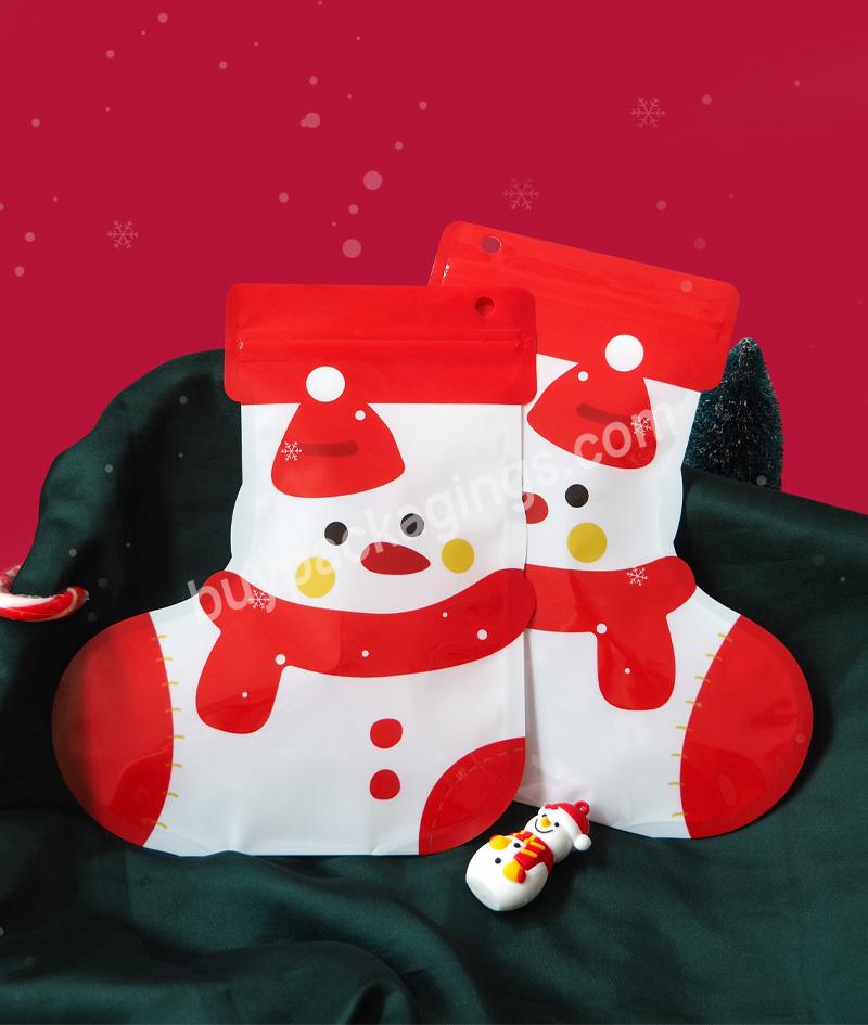 50pcs Christmas Presents Bags Kids Gifts Wrapping Bag Mylar Christmas Candy Packaging Bags For Hanging Christmas Tree Decoration