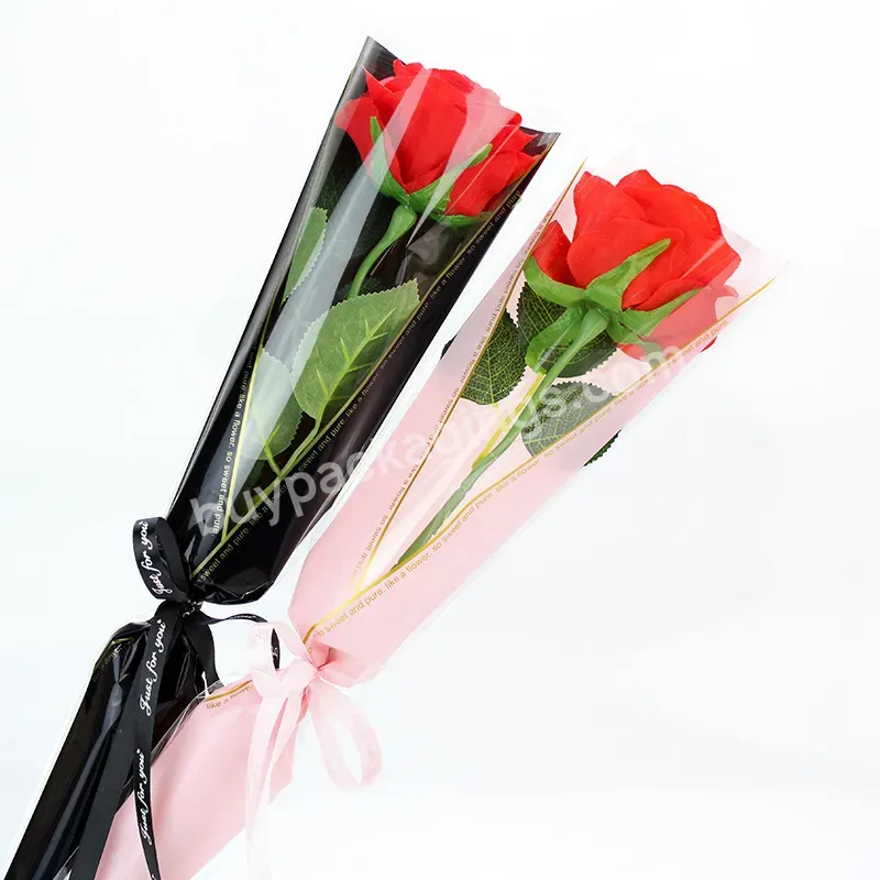 50pcs/lot Plastic Transparent Flower Bag Rose Flower Floral Bouquet Wrapping Bag For Florist Materials