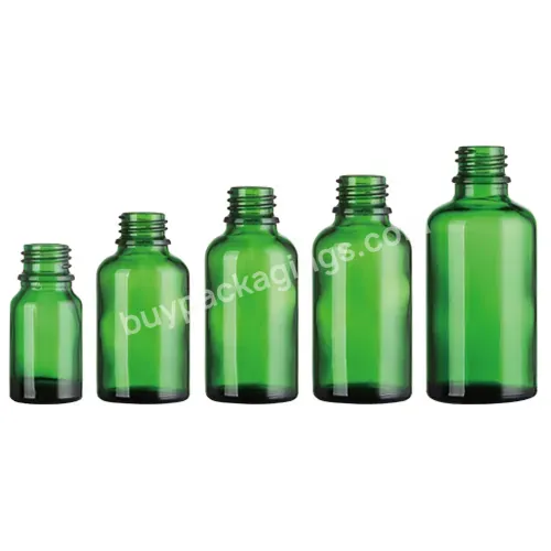 5/10/15/20/30/50/100ml Green Essential Oil Glass Bottle With 18mm Shiny Black Dropper For Cosmetic Packaging