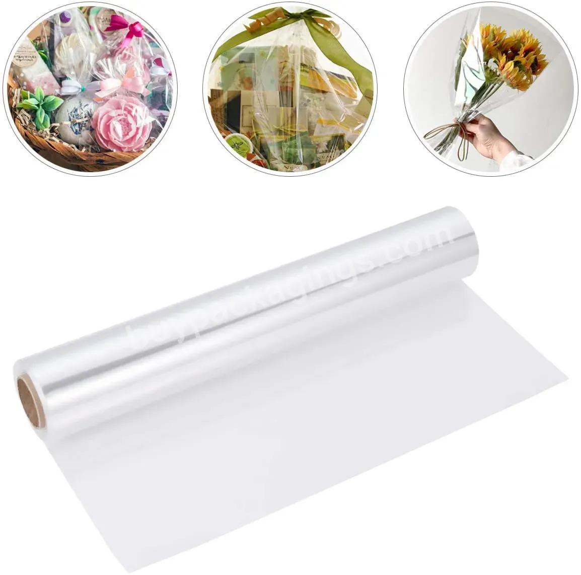 54cm*20m/roll 45mic Clear Cellophane Paper Gift Wrap Roll Transparent For Presents Cookies Food Gifts Baskets Arrangements