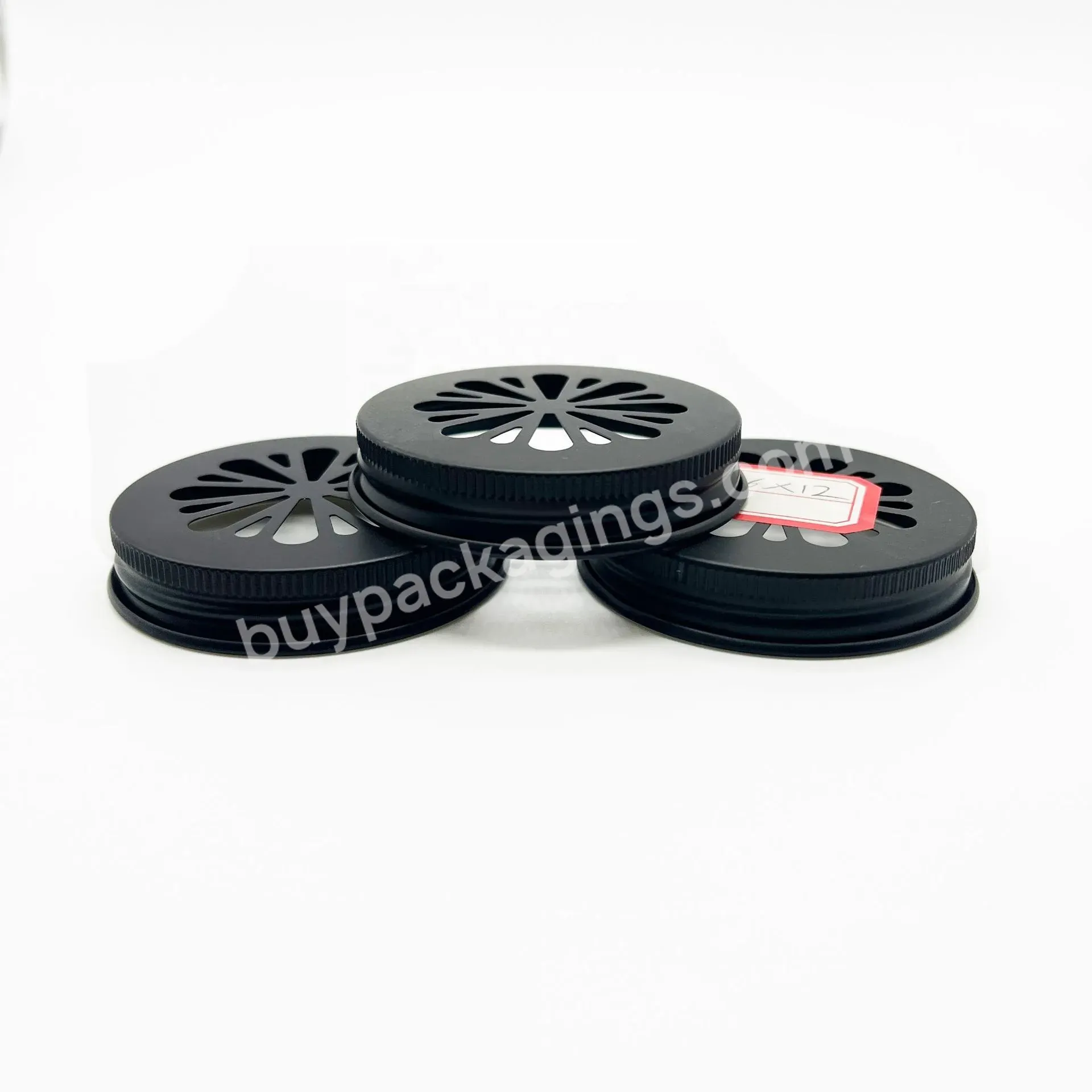 56mm 56*11 Matte Black Metal Screw Aluminum Cap Lid With Embossed Hollowed Out Logo Air Freshener Cap Lid