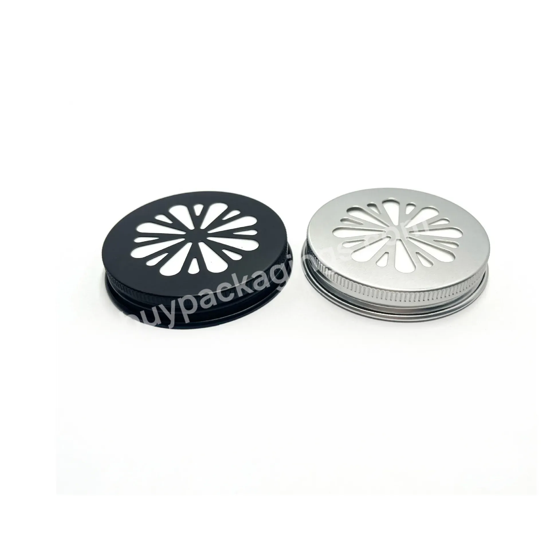 56mm 56*11 Matte Black Metal Screw Aluminum Cap Lid With Embossed Hollowed Out Logo Air Freshener Cap Lid