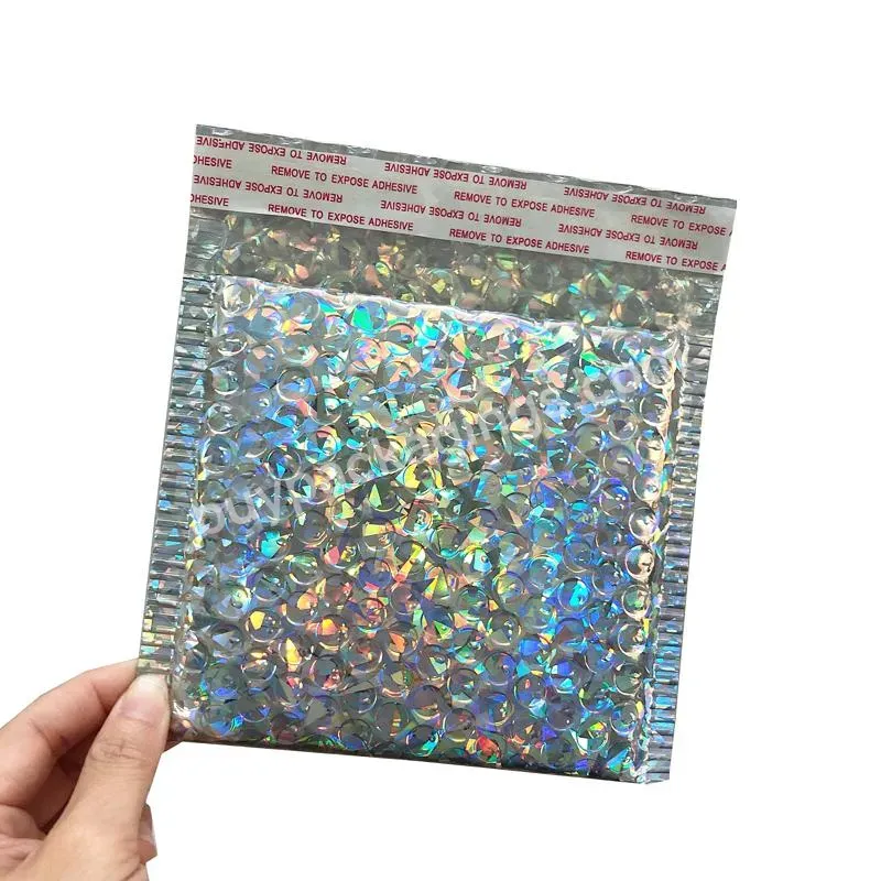 5*7.5inch Sliver Metallic Shiny Holographic Envelop Courier Bags Rainbow Metallic Foil Bubble Mailer 15*13+4cm