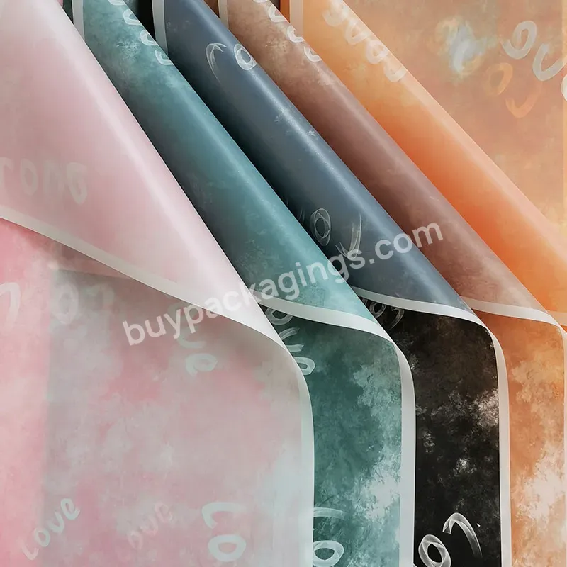 58*58cm Opp Plastic Thin Film Flower Gift Wrapping Paper Sheet With Multicolor Love Letter Printing