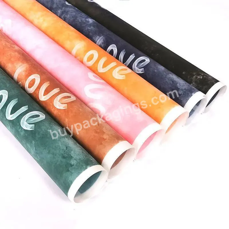 58*58cm Opp Plastic Thin Film Flower Gift Wrapping Paper Sheet With Multicolor Love Letter Printing