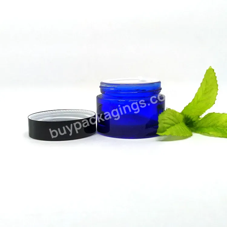 5g 10g 15g 20g 30g 50g 100g Manufacturer Factory Price Blue Cosmetic Packaging Frosted Glass Cream Jar For Cosmetic