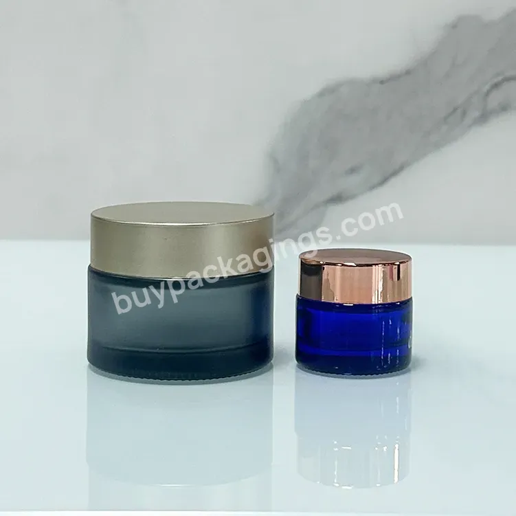 5g 10g 15g 20g 30g 50g 60g 100g Matte Rose Gold Cap Glass Cream Jar Empty Cosmetics Blue Jars Sub-bottle For Cosmetic Packaging