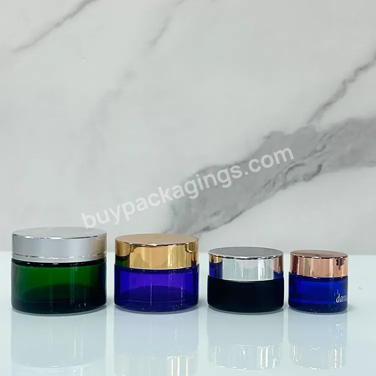 5g 10g 15g 20g 30g 50g 60g 100g Matte Rose Gold Cap Glass Cream Jar Empty Cosmetics Blue Jars Sub-bottle For Cosmetic Packaging