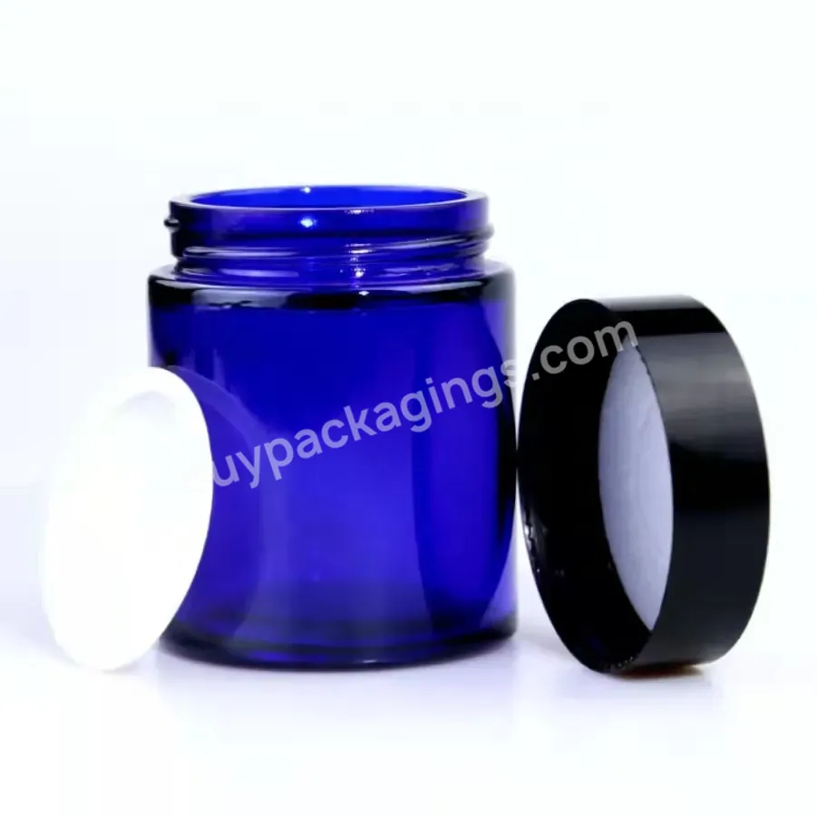 5g 10g 15g 20g 30g 50g 60g 100g Raw Material Blue Glass Container With Gasket And Silver Lid For Cosmetic Cream