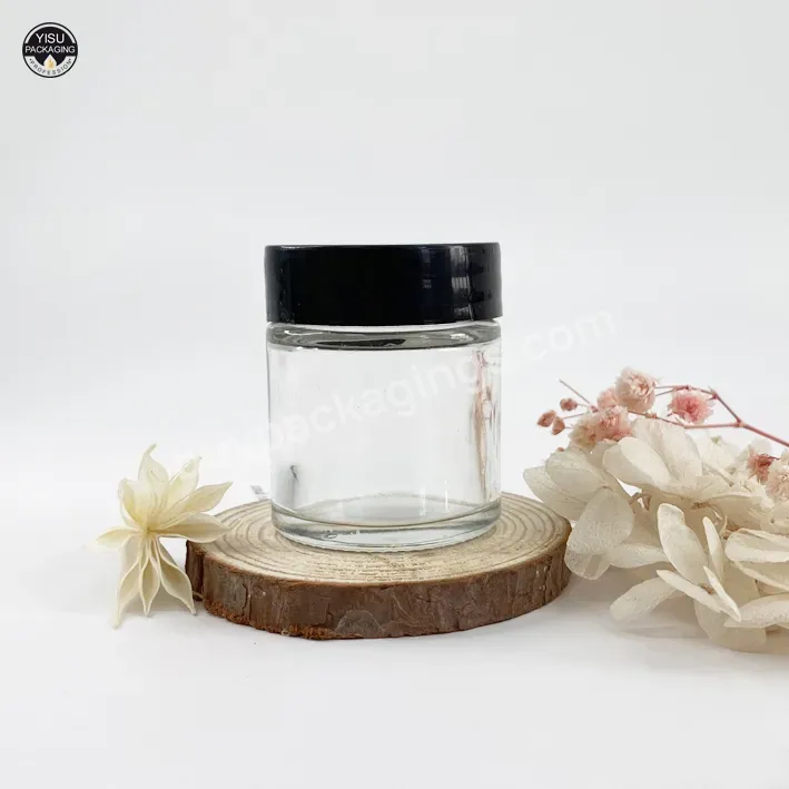 5g 10g 15g 20g 30g 50g Empty Luxury Skin Hair Face Body Cream Cosmetic Frosted Clear Glass Jar With Wood Pattern Cap