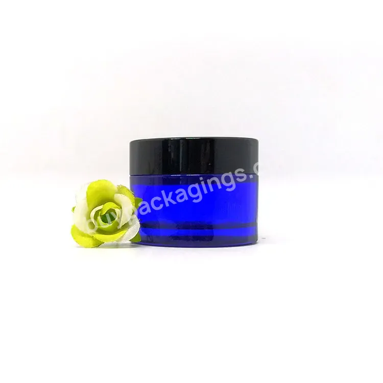 5g 10g 15g 20g 30g 50g Manufacturer Factory Price High Quality Blue Cosmetic Packaging Frosted Glass Cream Jar For Face Cosmetic