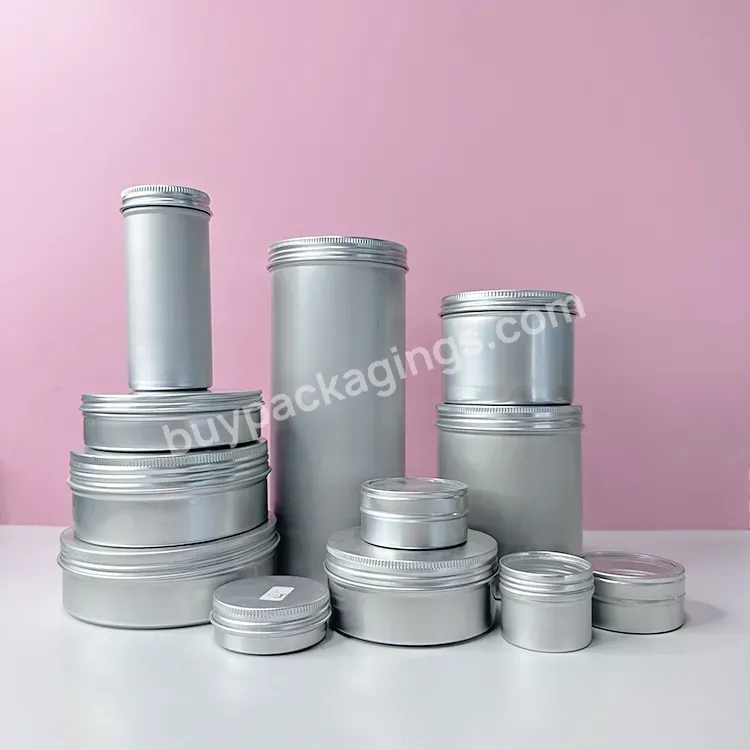 5g 10g 20g 30g 50g 60g 80g 100g 120g 150g 180g Round Cosmetic Containers Jars Screw Lid Tin Box Silver Aluminum Cans