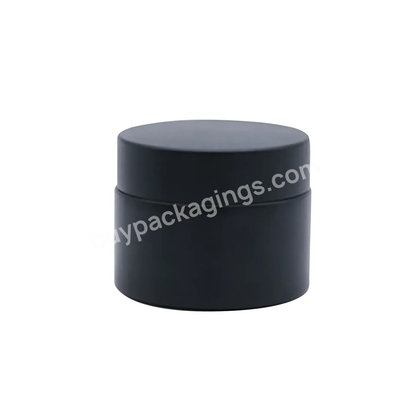 5g 10g Wholesale Cosmetic Round Matte Black Cream Glass Jar With Matte Black Cap With White Hand Pull Pad