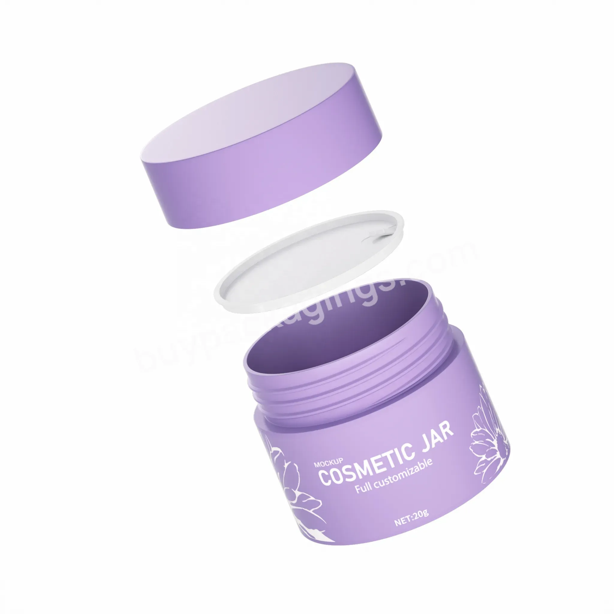 5g 15g 20g 30g 50g Cosmetic Container Packaging Frosted Pet Plastic Purple Cream Jar With Lids